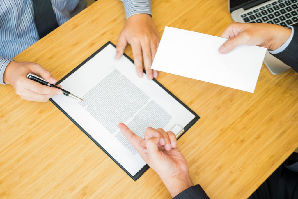 Legal employment meeting with contract